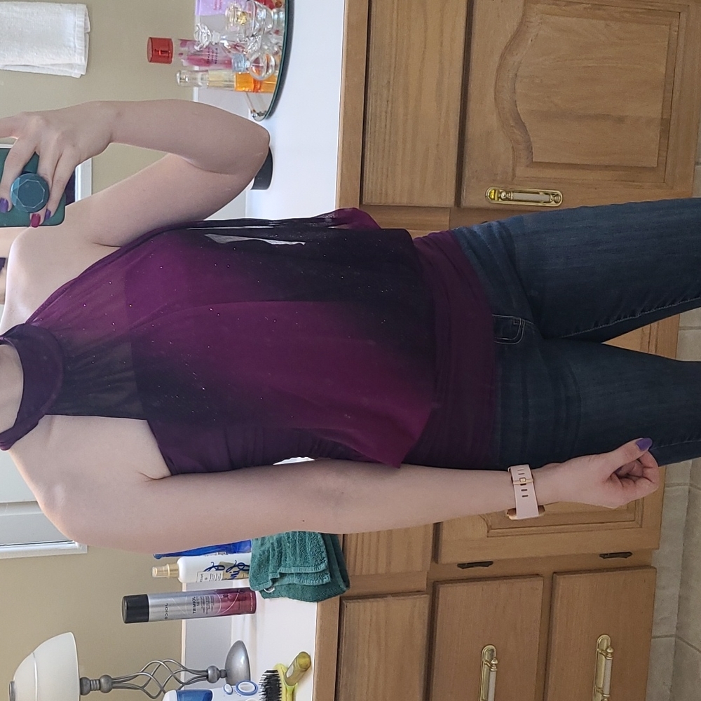Purple strapless top